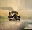 Vergroting van schilderij 'Citro�n Traction Avant in de regen